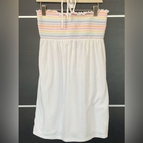 Wild Fable halter Smocked Terry Convertible Dress white rainbow Large NWT - Picture 5 of 8